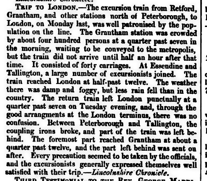 The Grantham Journal 10th October 1856, page 4 From The British Newspaper Archive Image © THE BRITISH LIBRARY BOARD. ALL RIGHTS RESERVED.
