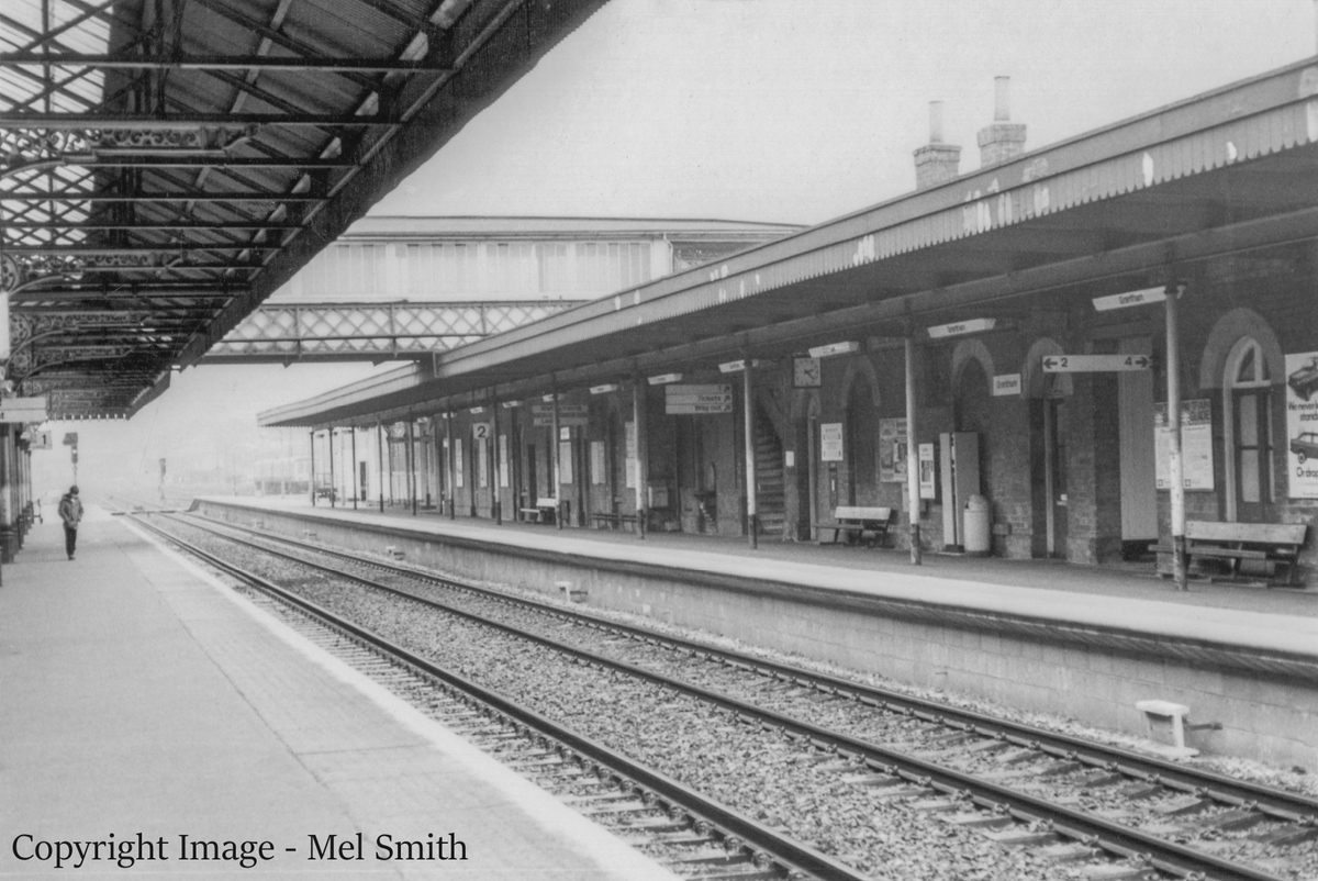 A general view of the buildings on platform 2 looking south. Copyright Image - Mel Smith