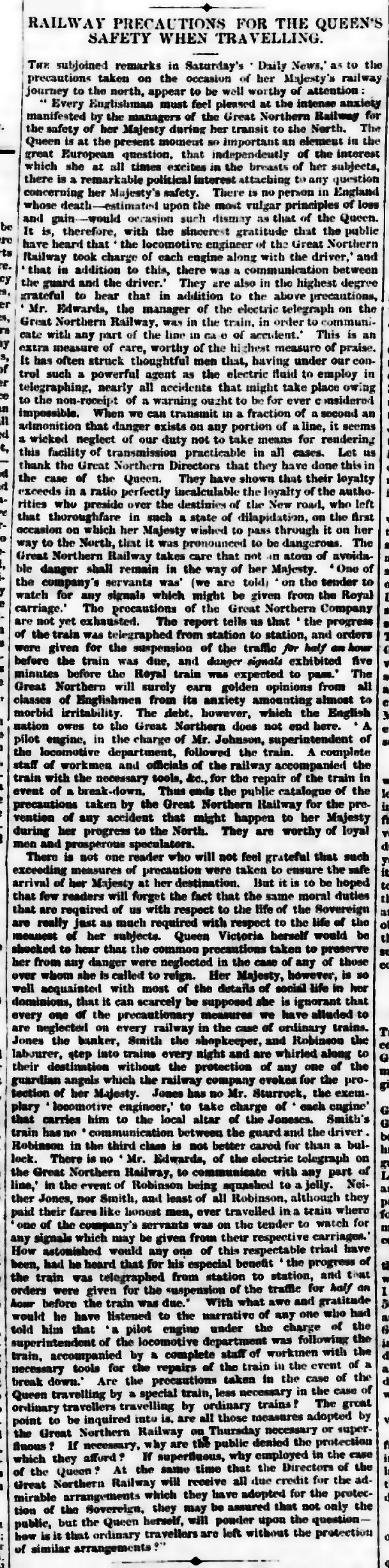 The Chester Chronicle 23rd September 1854, page 2 From The British Newspaper Archive Image © THE BRITISH LIBRARY BOARD. ALL RIGHTS RESERVED