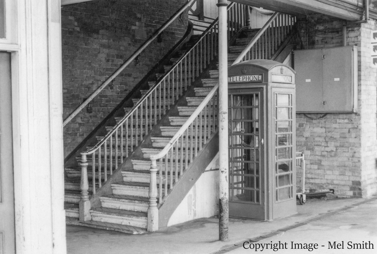 The steps to the footbridge from platform 4. Copyright Images - Mel Smith