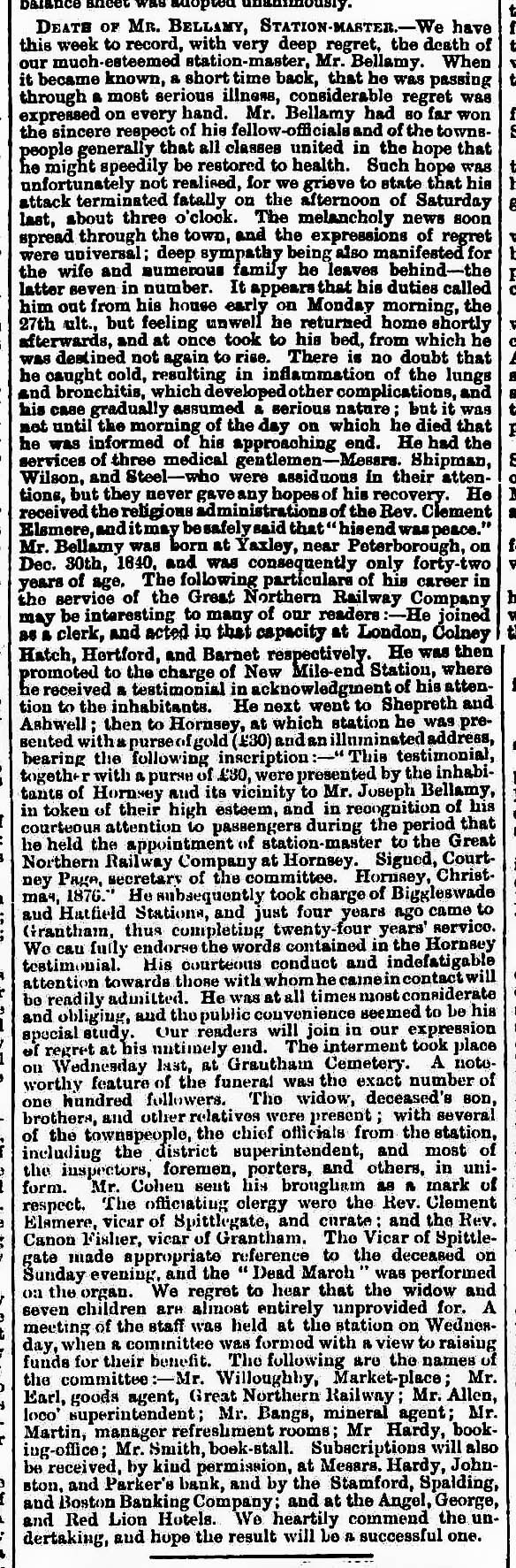 This report appeared in The Grantham Journal on 8th April 1882. From The British Newspaper Archive http://www.britishnewspaperarchive.co.uk/ Image © THE BRITISH LIBRARY BOARD. ALL RIGHTS RESERVED.